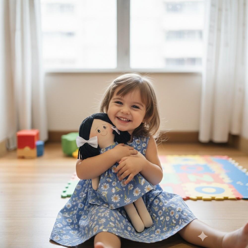 Vestido e boneca, estampa margaridas