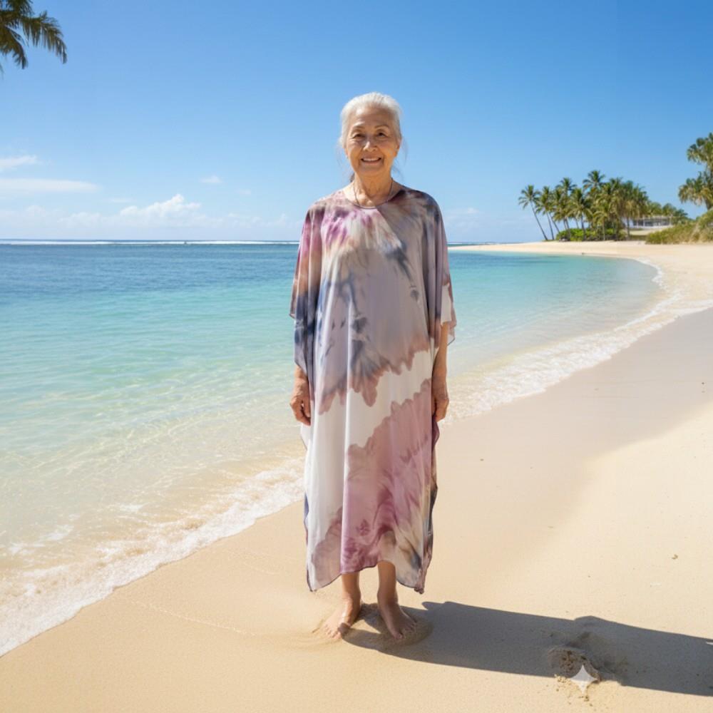 Kaftan longo musseline toque de seda