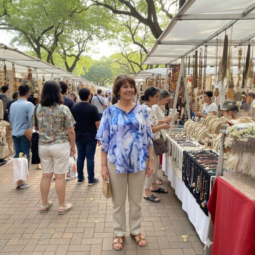 Blusinha crepe musseline azul