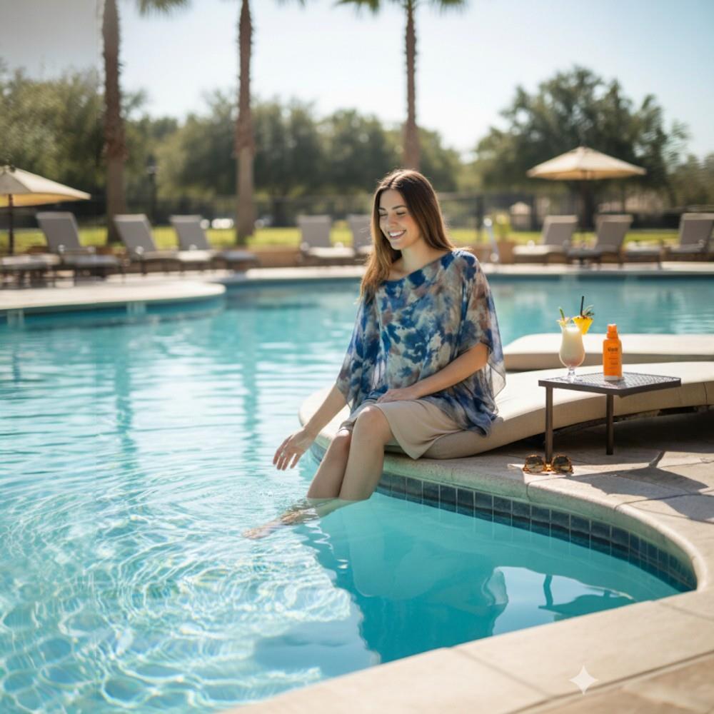 Bata kafta crepe seda pura Azul e creme