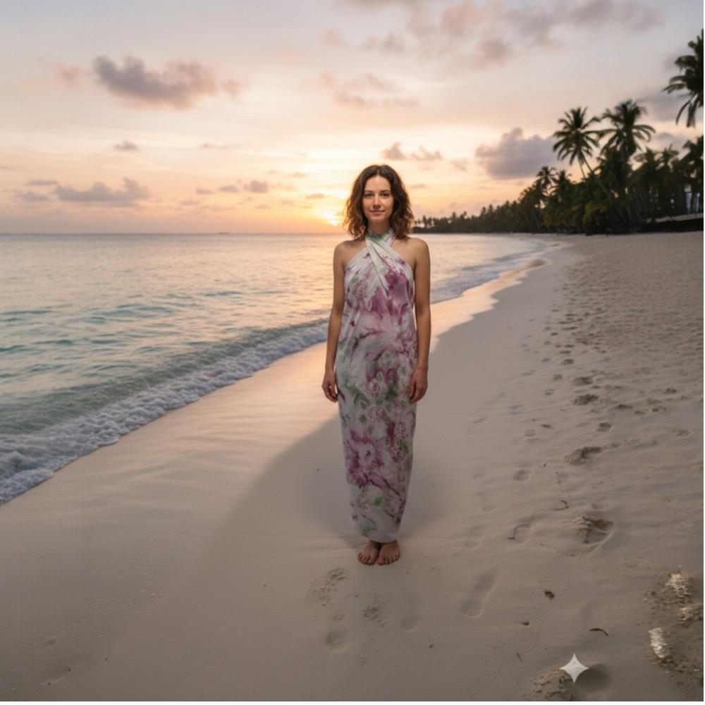 Canga musseline verde e rosa