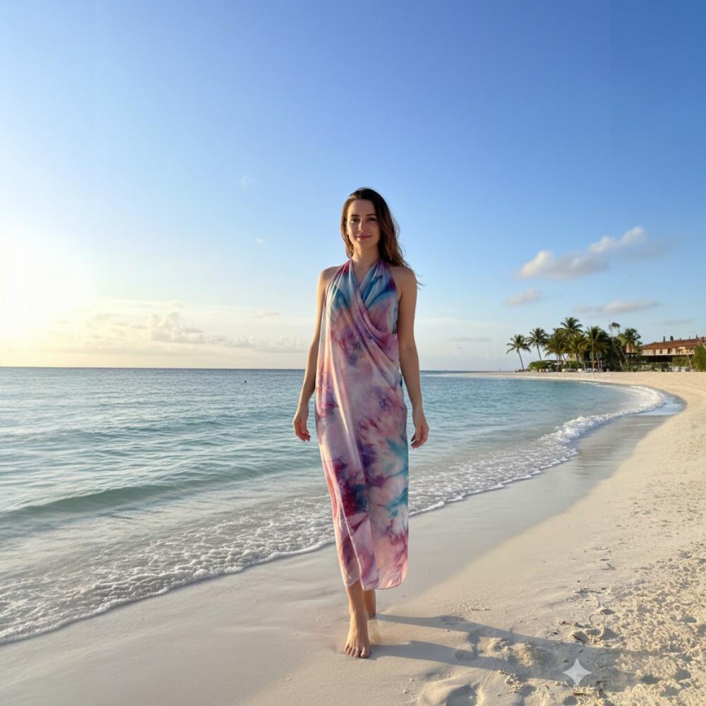 Canga musseline Rosa e lilás